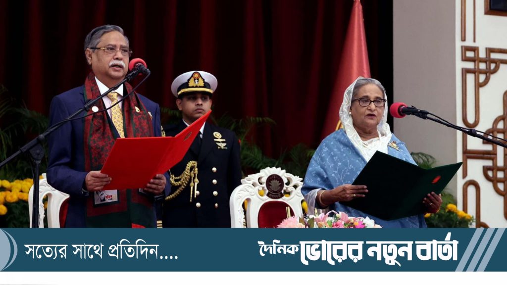 শপথ নিলেন প্রধানমন্ত্রীসহ মন্ত্রিসভার সদস্যরা