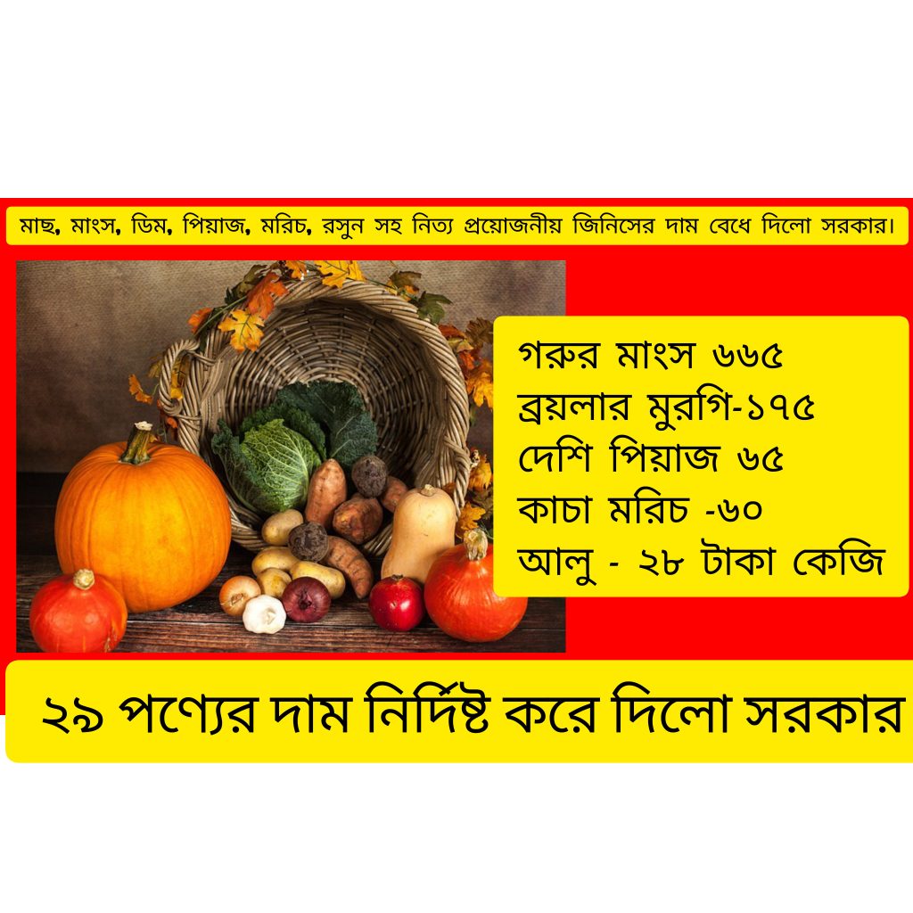 ২৯ পণ্যের দাম বেধে দিলো সরকার