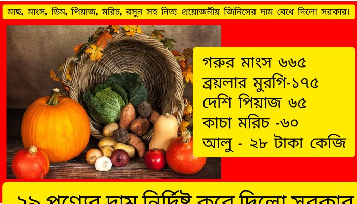 ২৯ পণ্যের দাম বেধে দিলো সরকার