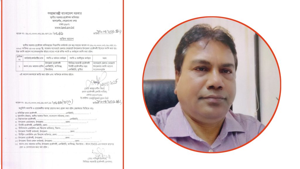 এলজিইডির প্রধান প্রকৌশলী জনাব মো: আব্দুর রশীদ মিয়ার বদলি বাণিজ্য
